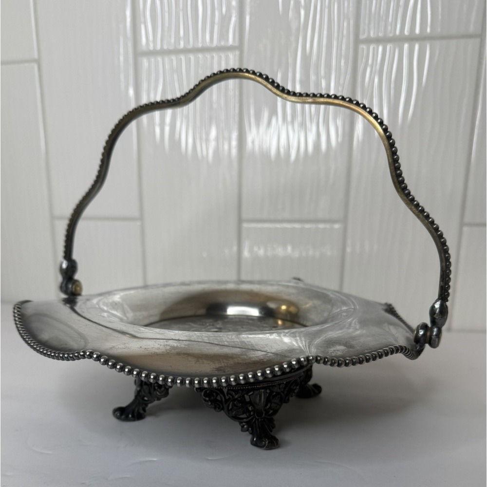 Antique Barbour Silver Co Quadruple Silverplate Bridal Basket Dish 1892-1898 GUC - Picture 10 of 16